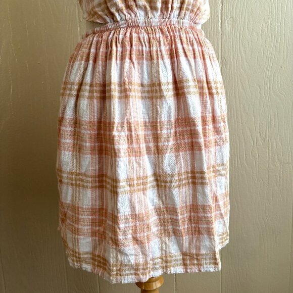 American Eagle Linen Blend Cutout Plaid Boho Mini Sundress NEW - Picture 7 of 15